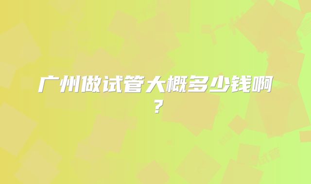 广州做试管大概多少钱啊？