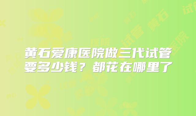 黄石爱康医院做三代试管要多少钱？都花在哪里了