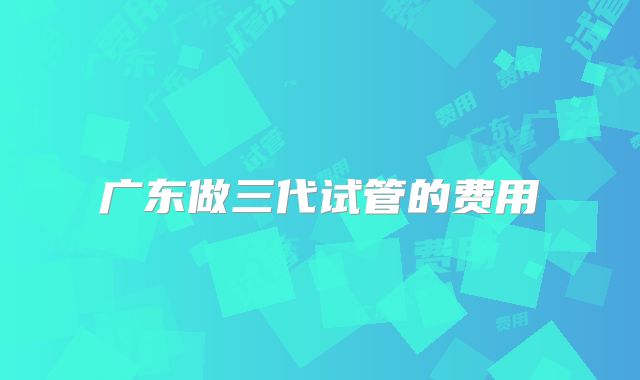 广东做三代试管的费用