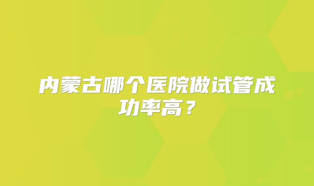 内蒙古哪个医院做试管成功率高？