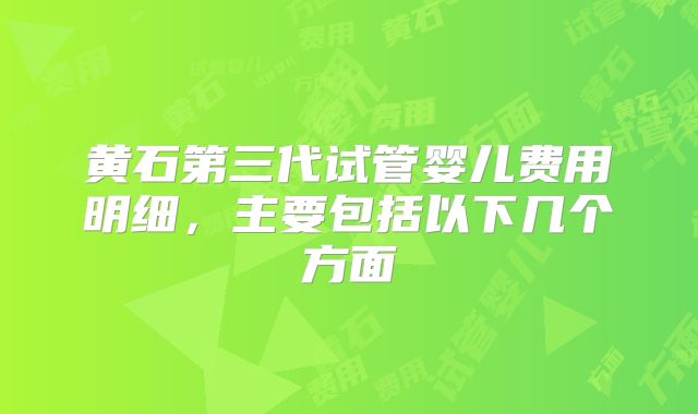 黄石第三代试管婴儿费用明细，主要包括以下几个方面