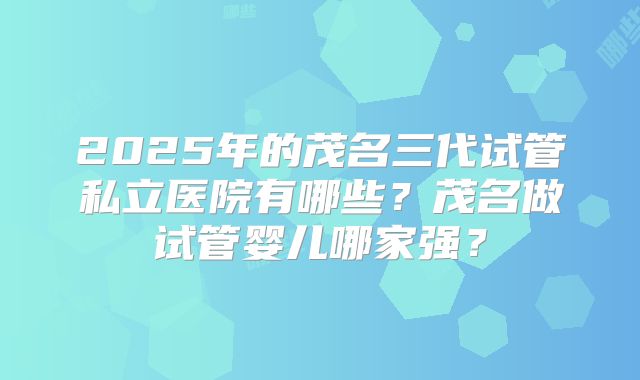 2025年的茂名三代试管私立医院有哪些？茂名做试管婴儿哪家强？