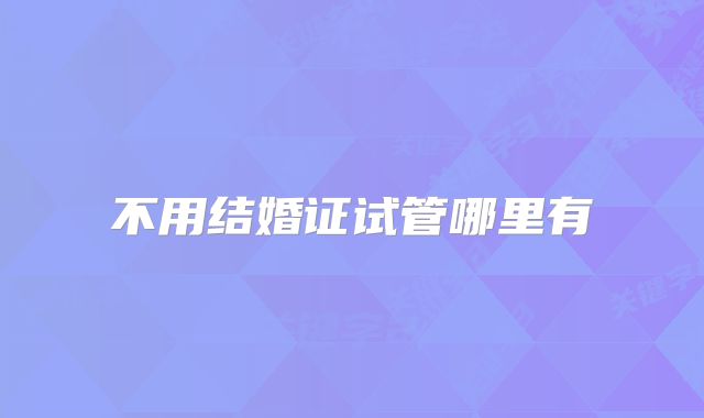 不用结婚证试管哪里有