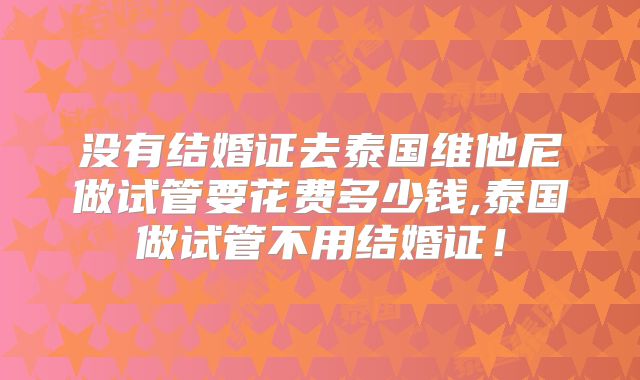 没有结婚证去泰国维他尼做试管要花费多少钱,泰国做试管不用结婚证！