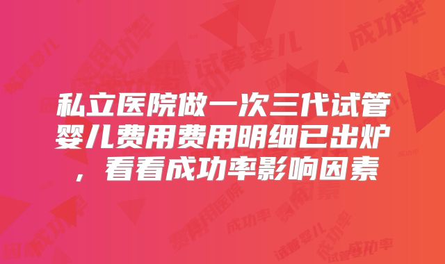 私立医院做一次三代试管婴儿费用费用明细已出炉，看看成功率影响因素