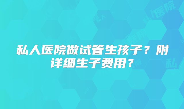 私人医院做试管生孩子？附详细生子费用？