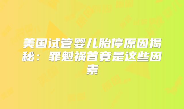 美国试管婴儿胎停原因揭秘:罪魁祸首竟是这些因素