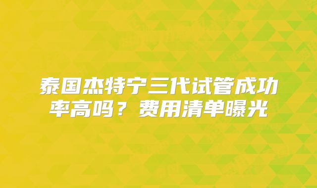 泰国杰特宁三代试管成功率高吗？费用清单曝光