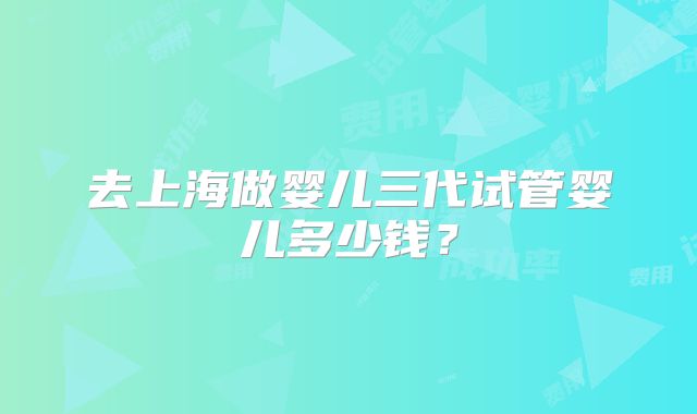 去上海做婴儿三代试管婴儿多少钱?