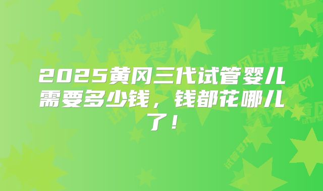 2025黄冈三代试管婴儿需要多少钱，钱都花哪儿了！