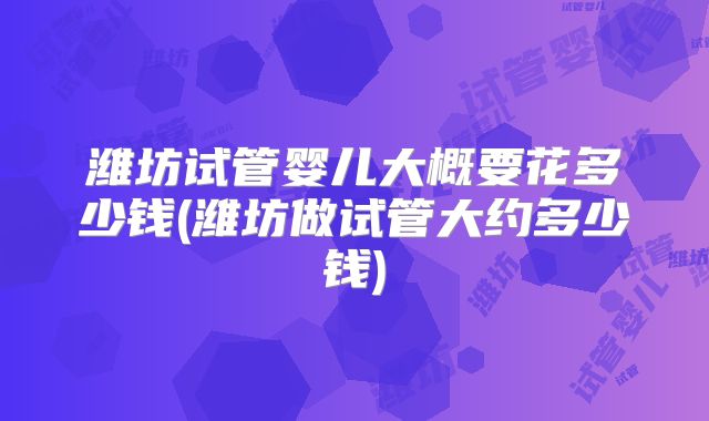 潍坊试管婴儿大概要花多少钱(潍坊做试管大约多少钱)