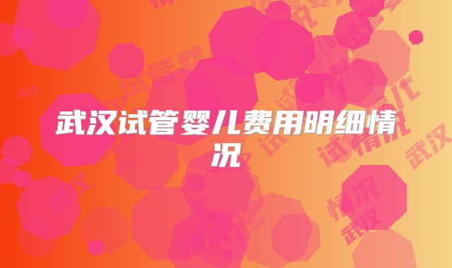 武汉试管婴儿费用明细情况
