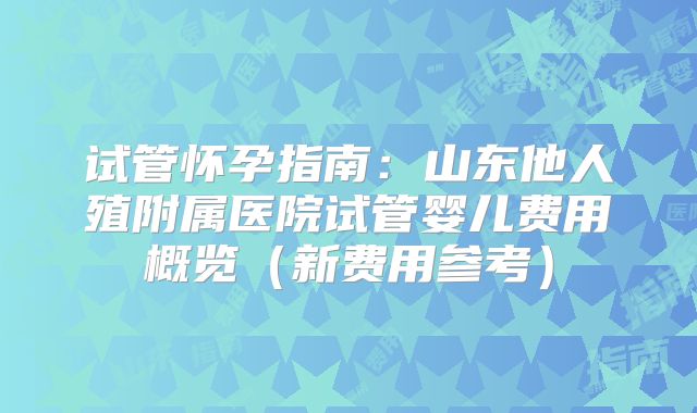 试管怀孕指南:山东他人殖附属医院试管婴儿费用概览(新费用参考)