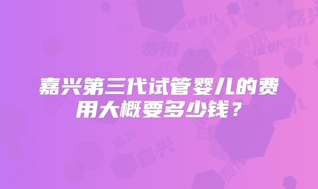 嘉兴第三代试管婴儿的费用大概要多少钱？