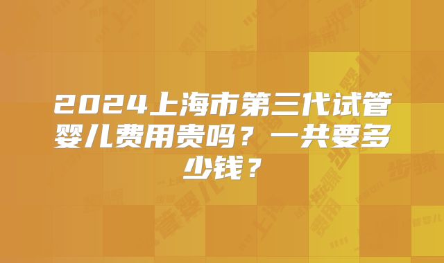 2024上海市第三代试管婴儿费用贵吗？一共要多少钱？