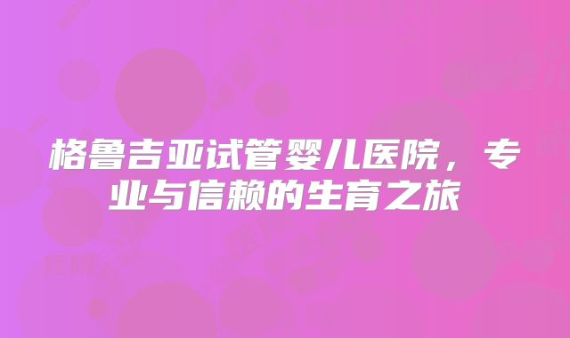 格鲁吉亚试管婴儿医院，专业与信赖的生育之旅
