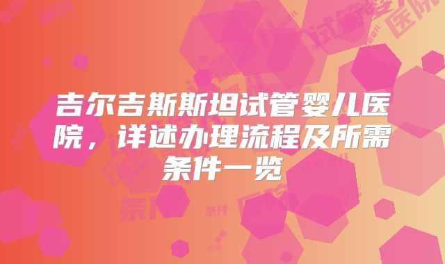 吉尔吉斯斯坦试管婴儿医院，详述办理流程及所需条件一览