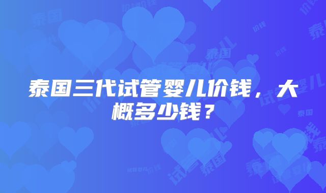 泰国三代试管婴儿价钱,大概多少钱?