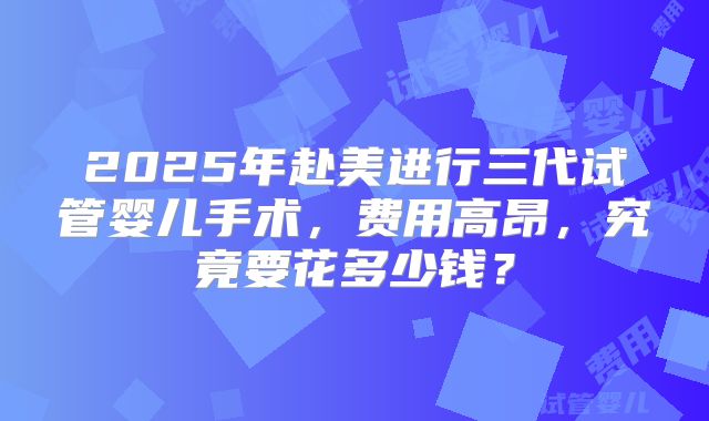2025年赴美进行三代试管婴儿手术,费用高昂,究竟要花多少钱?