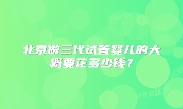 北京做三代试管婴儿的大概要花多少钱？