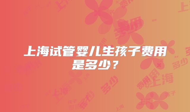 上海试管婴儿生孩子费用是多少？