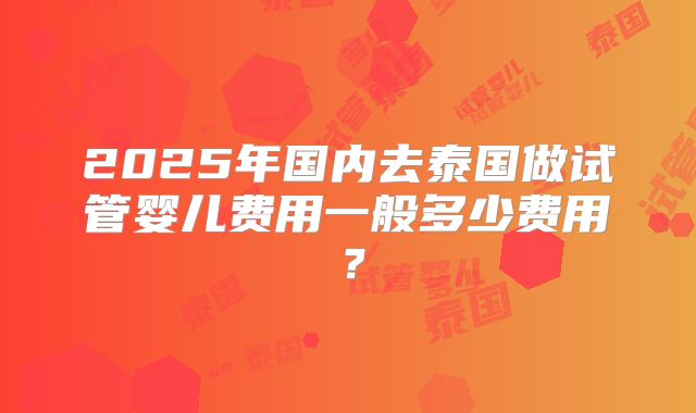 2025年国内去泰国做试管婴儿费用一般多少费用？