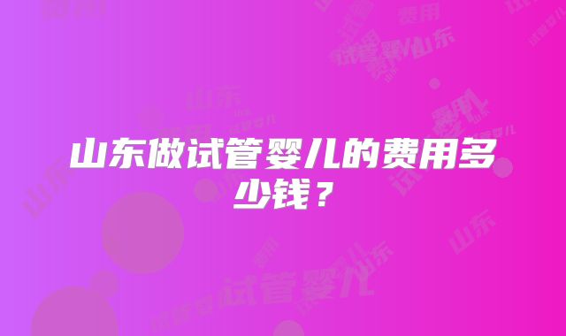 山东做试管婴儿的费用多少钱?