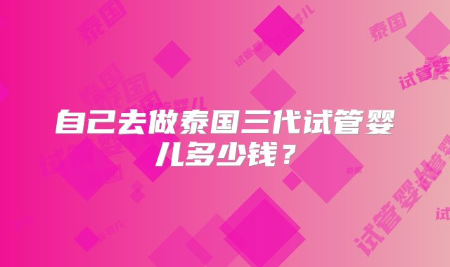 自己去做泰国三代试管婴儿多少钱?