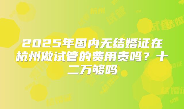 2025年国内无结婚证在杭州做试管的费用贵吗?十二万够吗