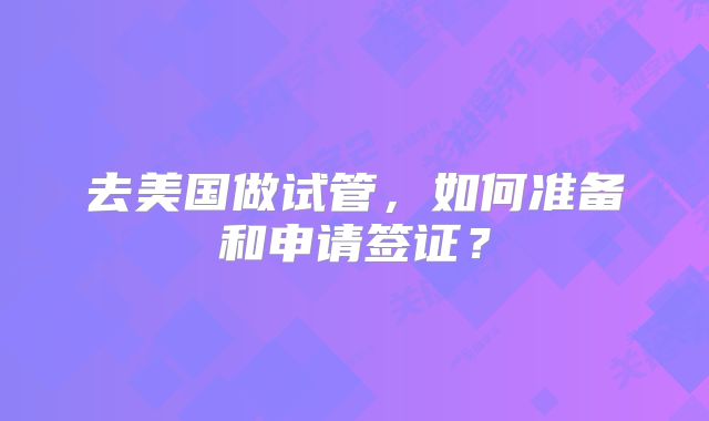 去美国做试管，如何准备和申请签证？