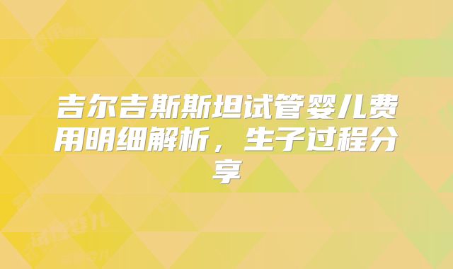 吉尔吉斯斯坦试管婴儿费用明细解析，生子过程分享