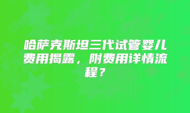 哈萨克斯坦三代试管婴儿费用揭露，附费用详情流程？