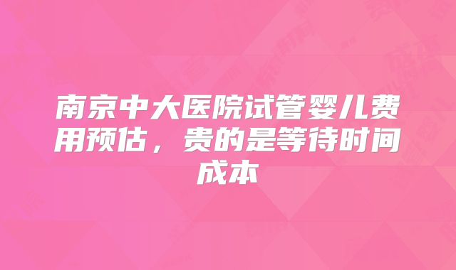 南京中大医院试管婴儿费用预估,贵的是等待时间成本