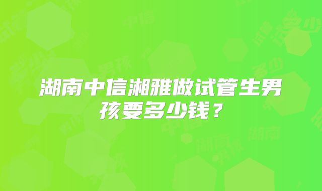 湖南中信湘雅做试管生男孩要多少钱?