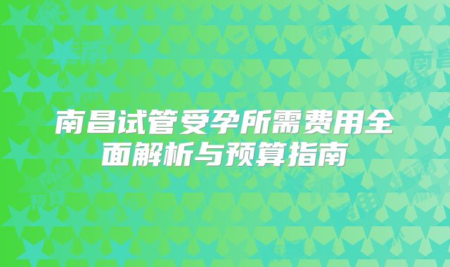 南昌试管受孕所需费用全面解析与预算指南