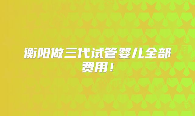 衡阳做三代试管婴儿全部费用!