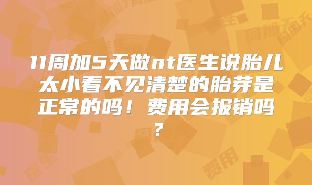 11周加5天做nt医生说胎儿太小看不见清楚的胎芽是正常的吗！费用会报销吗？