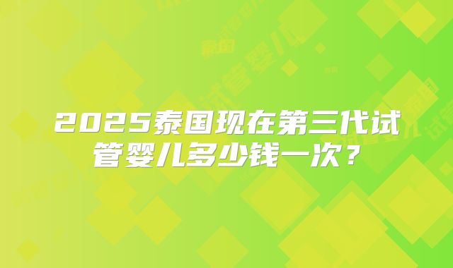 2025泰国现在第三代试管婴儿多少钱一次?