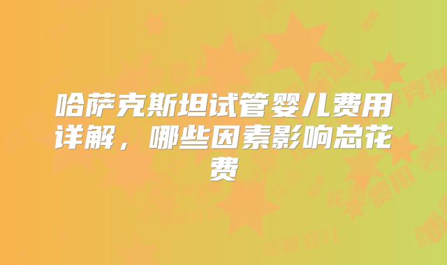 哈萨克斯坦试管婴儿费用详解，哪些因素影响总花费