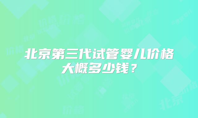 北京第三代试管婴儿价格大概多少钱?