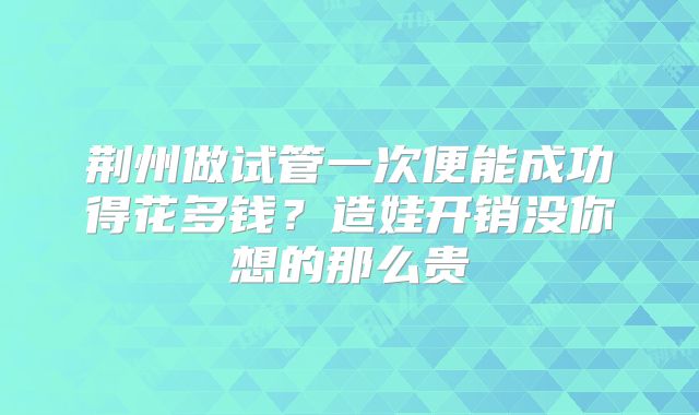 荆州做试管一次便能成功得花多钱?造娃开销没你想的那么贵