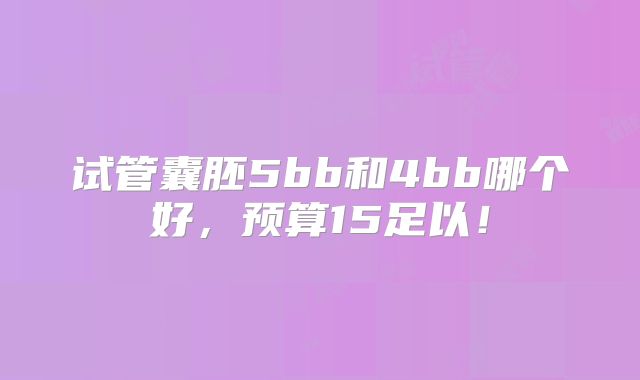试管囊胚5bb和4bb哪个好，预算15足以！