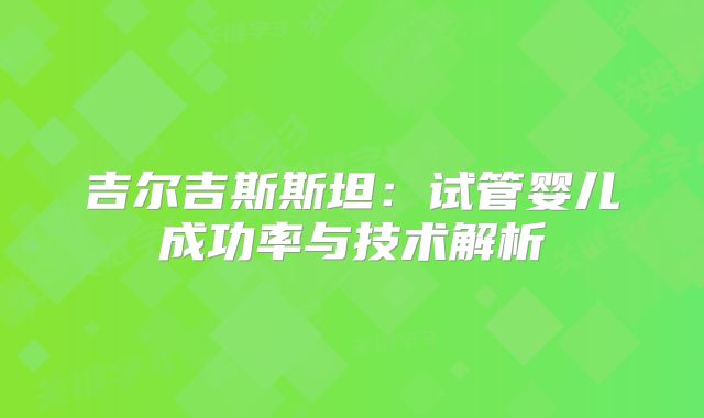 吉尔吉斯斯坦:试管婴儿成功率与技术解析