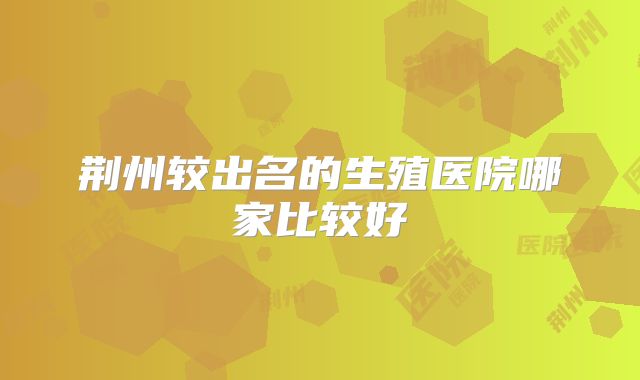 荆州较出名的生殖医院哪家比较好