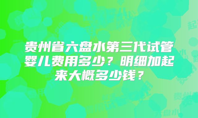 贵州省六盘水第三代试管婴儿费用多少？明细加起来大概多少钱？