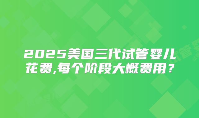 2025美国三代试管婴儿花费,每个阶段大概费用?