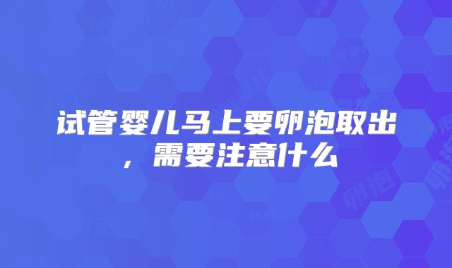 试管婴儿马上要卵泡取出，需要注意什么