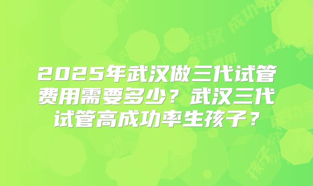 2025年武汉做三代试管费用需要多少?武汉三代试管高成功率生孩子?