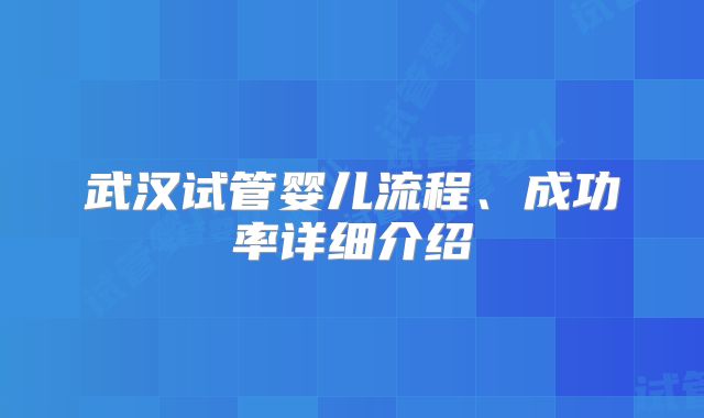 武汉试管婴儿流程、成功率详细介绍