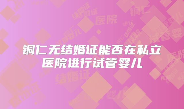 铜仁无结婚证能否在私立医院进行试管婴儿